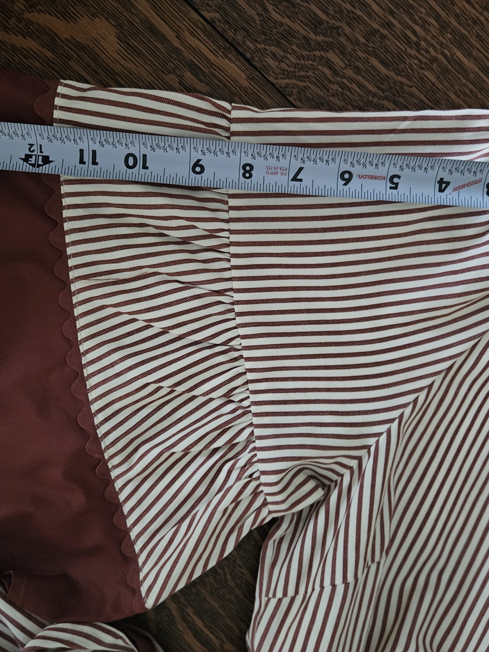 Entro Burgundy & Ivory Striped Tiered Midi Dress | Size Large | NWOT - Picture 11 of 13